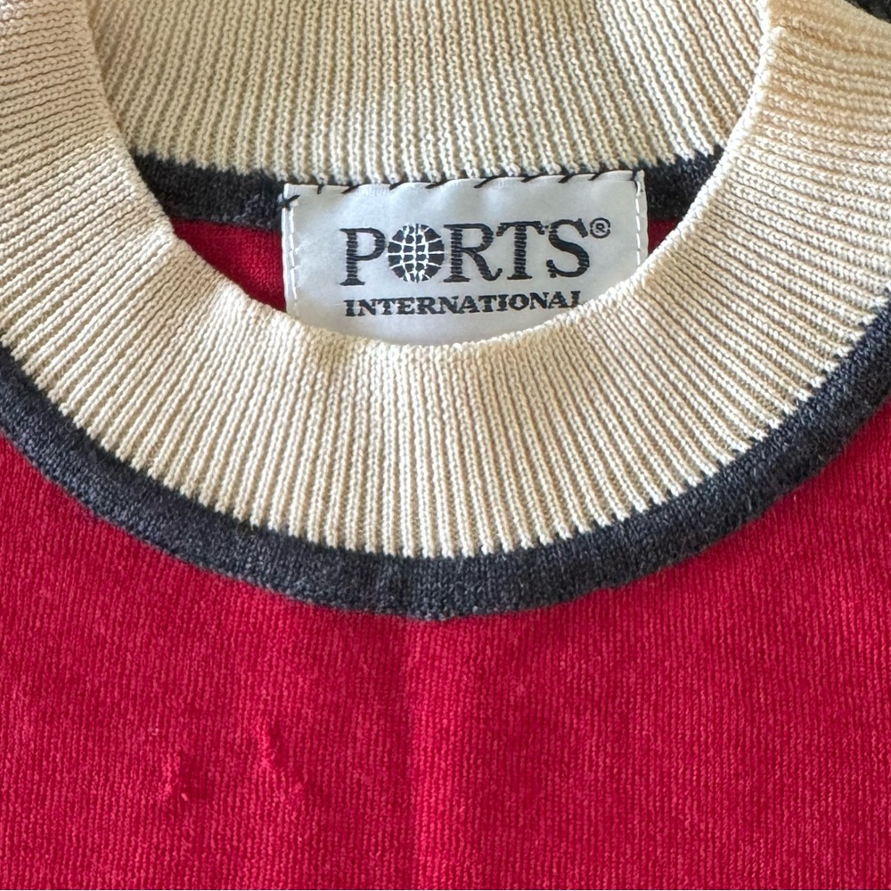 Vintage Ports International Wool Knit Top, Red Long Sleeve Preppy Luxe Classic S - Picture 7 of 8